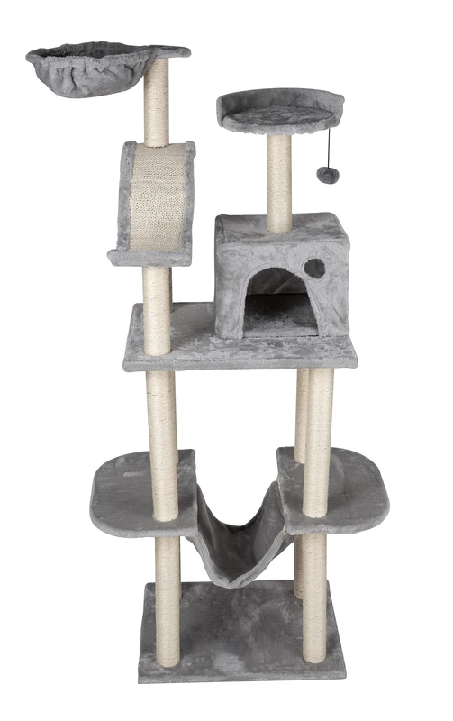 Pet Comfort Cat Scratch Scratching Post - Large - with Floors - House and Hammock - Plush and Sisal - Image 1