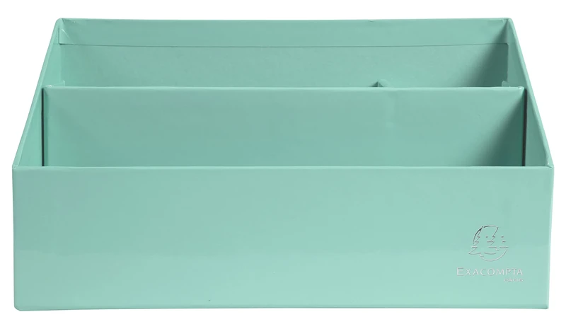 EXACOMPTA - Ref.67963D - Vertical sorter/letter holder with 3 compartments in Aquarel cardboard - Dimensions 250x100x140 mm - Compatible with DL and C6 format envelopes - Pastel green colour