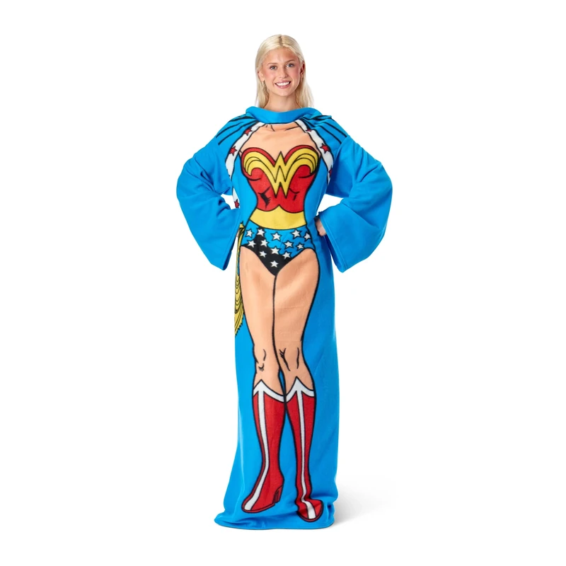 Northwest Wonder Woman Adult Silk Touch Comfy Throw Blanket with Sleeves, 48" x 71"