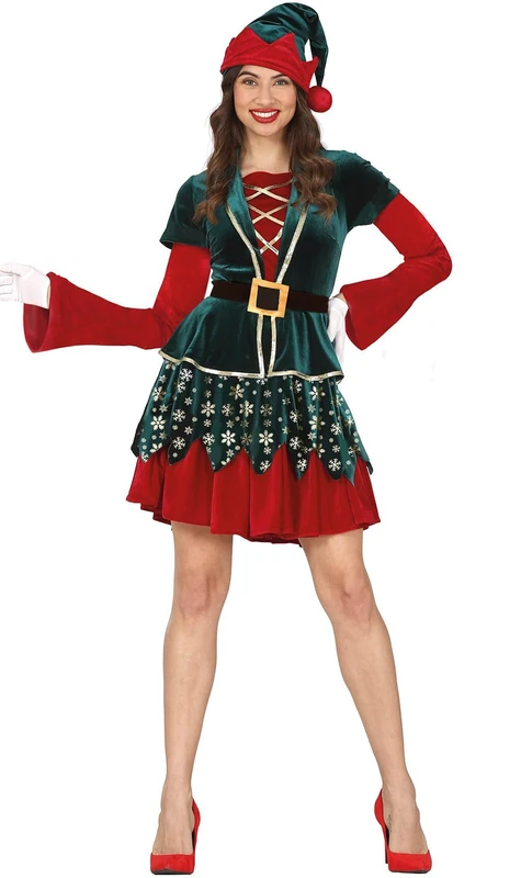 FIESTAS GUIRCA Women's Elfa Flakes Christmas Elf Costume