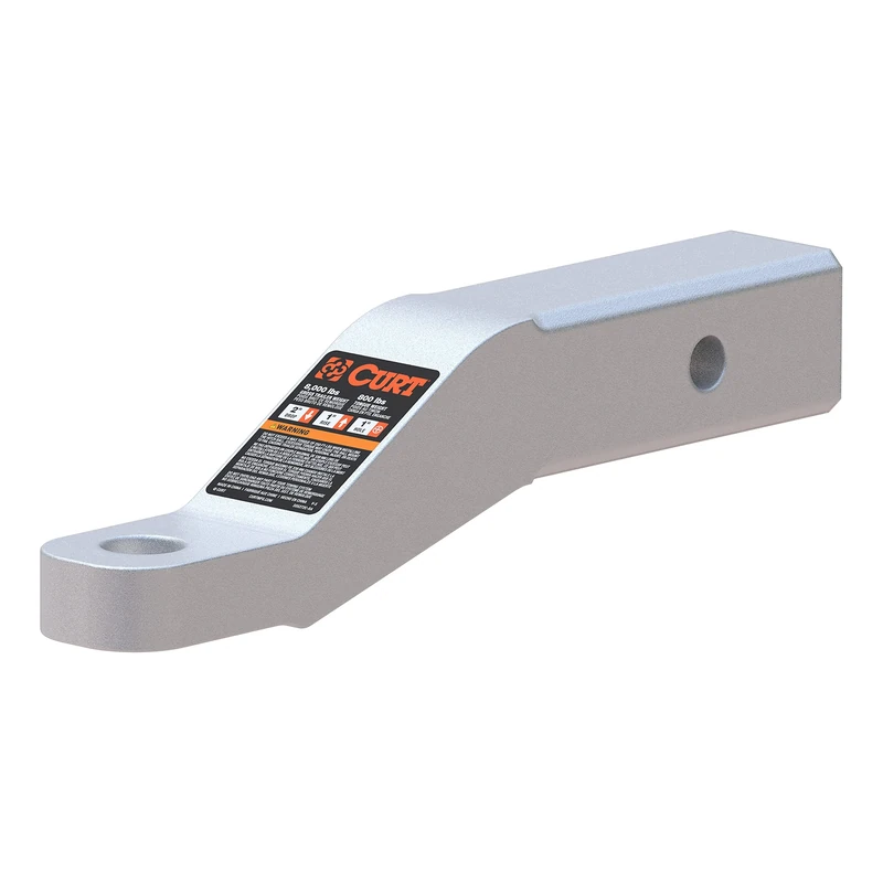 CURT 45360 Aluminum Trailer Hitch Ball Mount, Fits 2-Inch Receiver, 8,000 lbs, 1-Inch Hole, 2-in Drop, 1-in Rise, Black