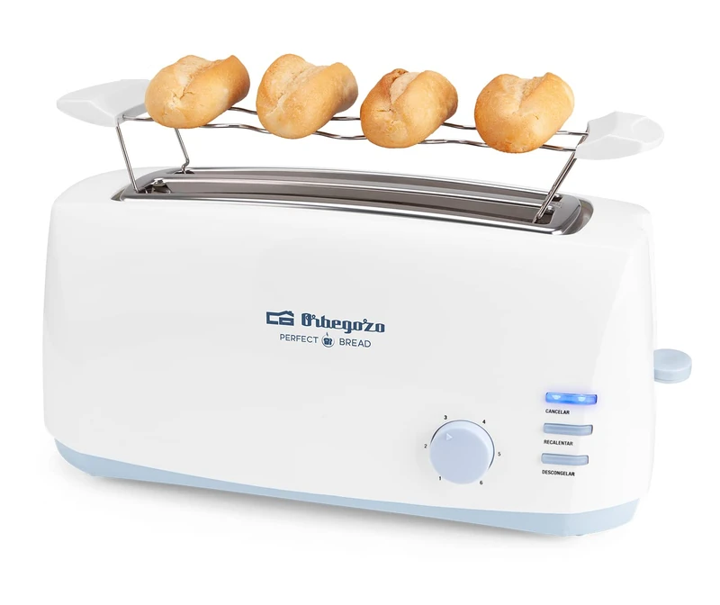 Orbegozo TO 4500 Double-Slot Toaster, Crumb Tray, 6 Toasting Levels, Defrosting and Reheating Function, 1,400 W