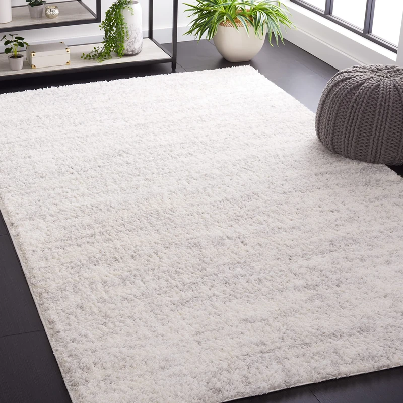 Safavieh Shag Rug for Living Room, Dining Room, Bedroom - Berber Shag Collection, High Pile, in Ivory, 152 X 229 cm