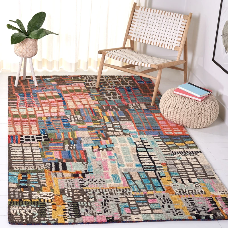 Safavieh Boho Rug for Living Room, Dining Room, Bedroom - Aspen Collection, Short Pile, in Multi, 91 X 91 cm