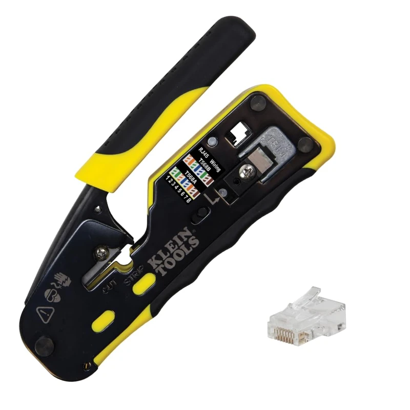 Klein Tools 80024 Racheting Data Cable and CAT6 Plug 50-Pack Tool Kit, Pass Thru Installation Tool Kit, 2-Piece - Image 1