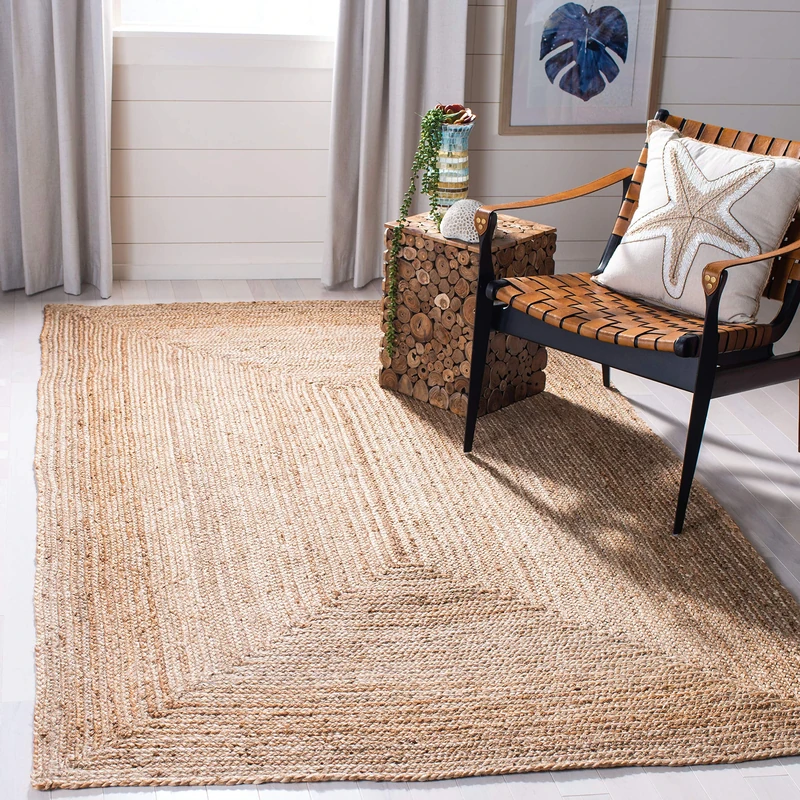 Safavieh Contemporary Rug for Living Room, Dining Room, Bedroom, Cape Cod Collection, Short Pile, in Beige, 160 x 160 cm