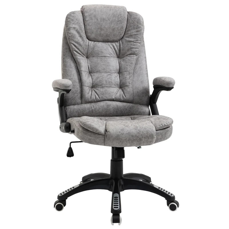 Vinsetto Executive Office Chair, Microfibre Ergonomic Desk Chair, Swivel Computer Chair with 130° Reclining Back, Adjustable Height and Armrests for Home and Work, Grey