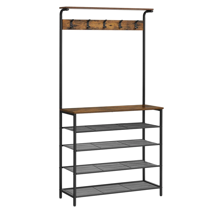 VASAGLE Hallway Tree with 5 Tier Shoe Rack - HSR408B01