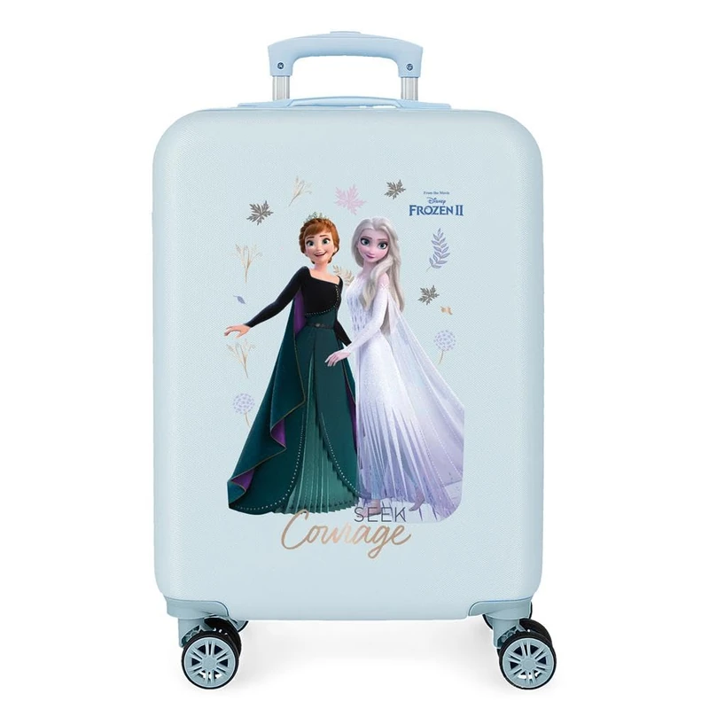 Disney Frozen, Seek Courage Cabin Luggage, Blue 34 x 55 x 20 cm, Rigid ABS Lateral Combination Lock 32 L, 2.62 kg, 4 Double Wheels Hand Luggage