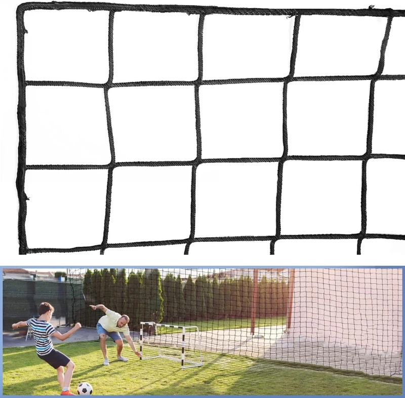 Wiseek Soccer Backstop Net, 10x40ft High Impact Barrier Net, Nylon Sport Netting, Rebounder Behind Goal (Installation Rope Included), Black