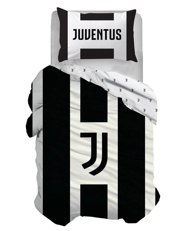 hermet Juventus F.C. Single Cotton Duvet Cover Set, 100% Cotton, 155 x 200 cm, Pillowcase 50 x 80 cm, Official Product, No Fitted Sheet - Image 1