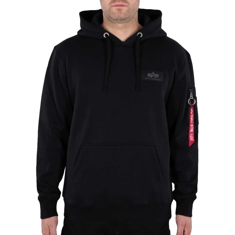 ALPHA INDUSTRIES Men's Back Print Hoody Foil Print Sports Hoodie, black/copper, XL