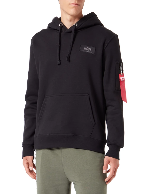 ALPHA INDUSTRIES Herren Rücken, Hoody Neon Print Sweatshirt, Schwarz/Neongelb, XS