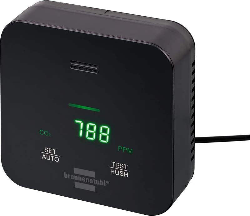 Brennenstuhl CO2 Meter C2M L 4050 for monitoring air quality (with CO2 traffic light display, alarm signal, battery operation up to 12h, incl. power supply unit)