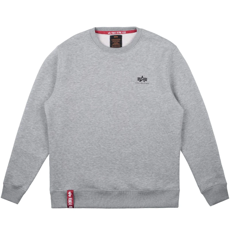 Alpha Industries Basic Sweater Small Logo Sweatshirt for Men Grey Heather