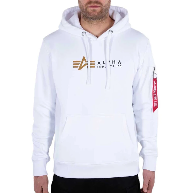 Alpha Industries Alpha Label Hooded Sweat for Men White