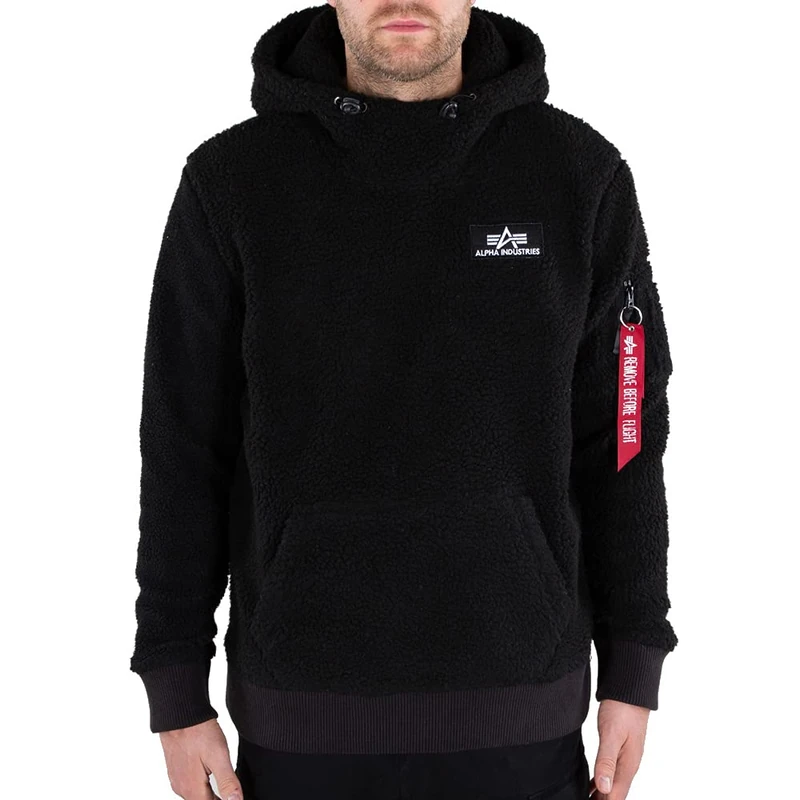 ALPHA INDUSTRIES Men's Teddy Hoody Sweatshirt, Black, XS