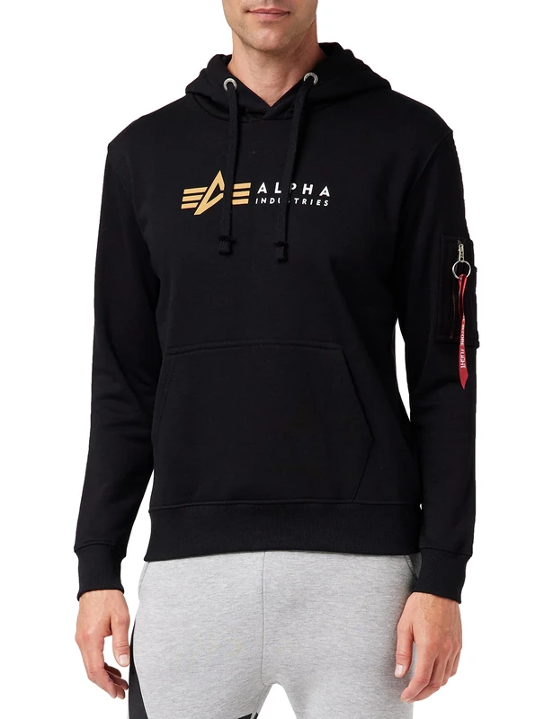 Alpha Industries Alpha Label Hooded Sweat for Men Black