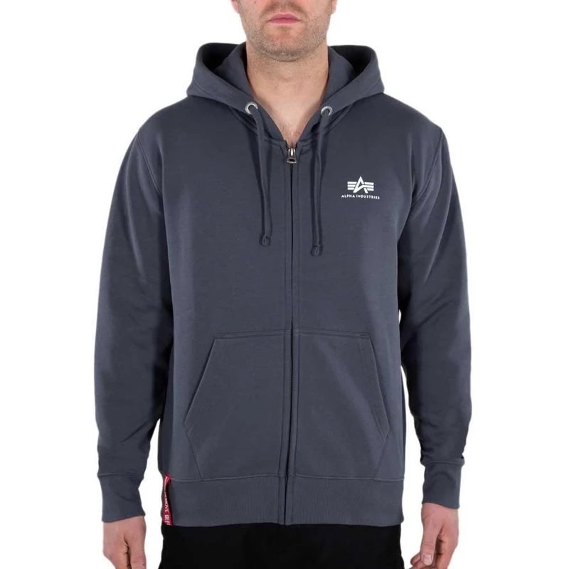 Alpha Industries Basic Zip SL Hooded Sweat for Men Greyblack