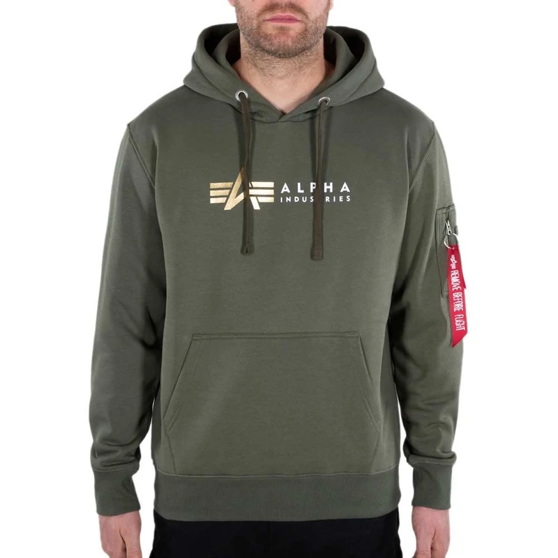 Alpha Industries Alpha Label Hooded Sweat for Men Dark Olive