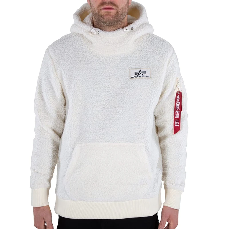 ALPHA INDUSTRIES Men's Teddy Sports Hoodie, Off White, XS