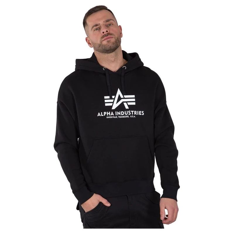 ALPHA INDUSTRIES Men's Basic OS Hoody Sports Hoodie, Black, 3XL