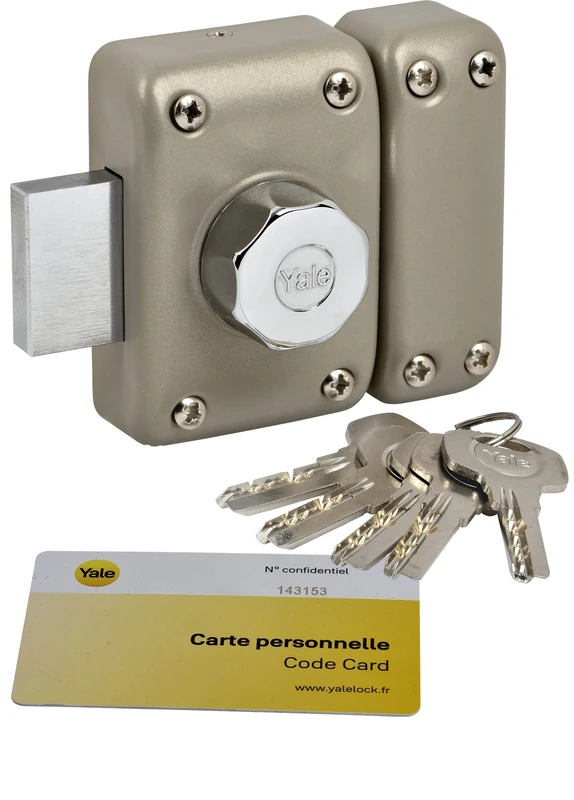 Yale YV26BT-40 Door Lock with Internal Button Opening, External Key – Cylinder Diameter 23 mm, Length 40 mm, 6 Pins – YV26BT-40 – Anti-Picking, Drilling, Tearing – 5 Keys