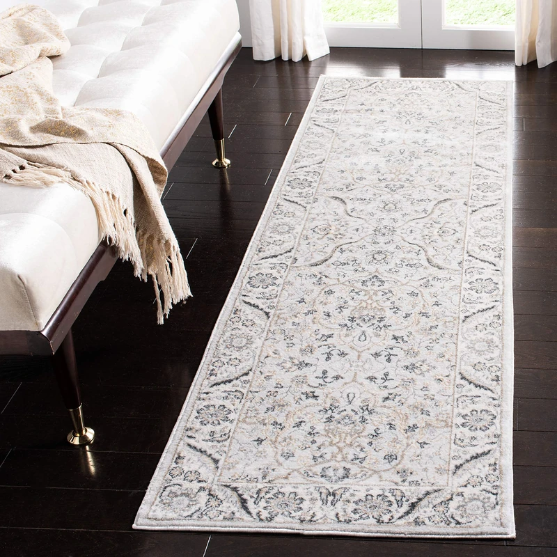 SAFAVIEH Traditional Rug for Living Room, Dining Room, Bedroom - Isabella Collection, Short Pile, in Light Grey and Cream, 66 X 244 cm