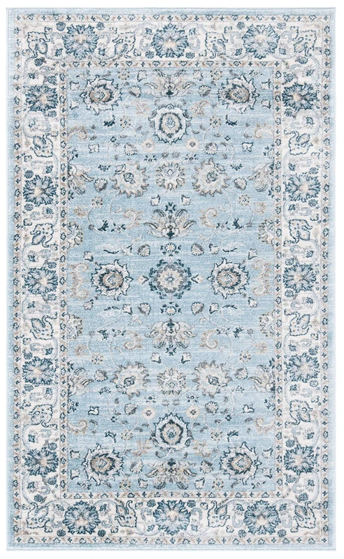 SAFAVIEH Traditional Rug for Living Room, Dining Room, Bedroom - Isabella Collection, Short Pile, in Light Blue and Cream, 66 X 152 cm