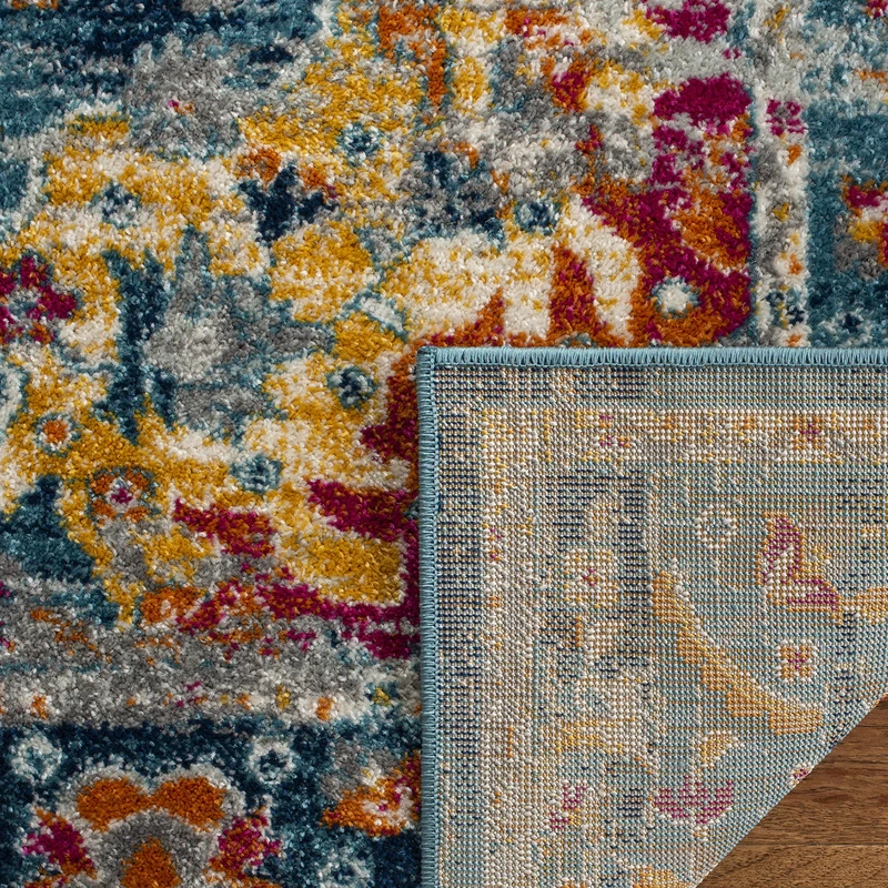 Safavieh Boho Rug for Living Room, Dining Room, Bedroom - Madison Collection, Short Pile, in Teal and Fuschia, 155 x 155 cm