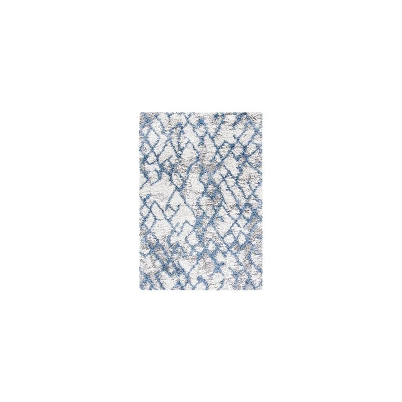 Safavieh Shag Rug for Living Room, Dining Room, Bedroom - Horizon Shag Collection, Short Pile, in Ivory and Blue, 91 X 152 cm