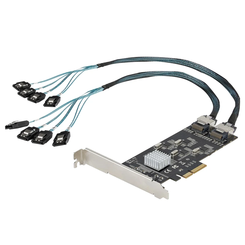 StarTech.com 8 Port SATA PCIe Card, PCI Express 6Gbps Expansion Adapter with 4 Host Controllers, PCI-e x4 Gen 2 to SATA III - HDD/SSD Controller Card