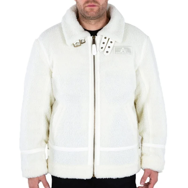 Alpha Industries Men's B3 Teddy Bomber Jacket, White, 3XL