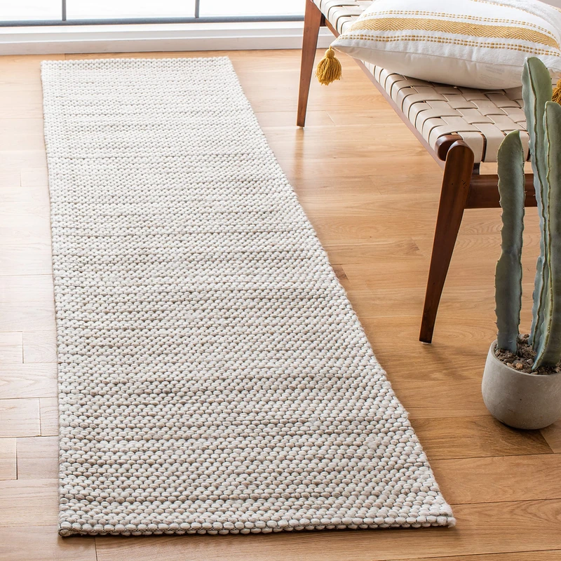 Safavieh Natural Fiber Rug for Living Room, Dining Room, Bedroom - Marabella Collection, Short Pile, in Ivory, 80 x 180 cm