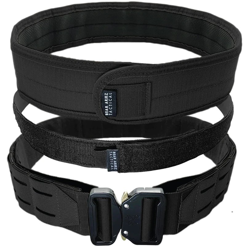 Bear Armz Tactical Battle Belt | Heavy Duty Nylon Belts | Molle Riggers Belt | American Company, Tactical Black, S- Small
