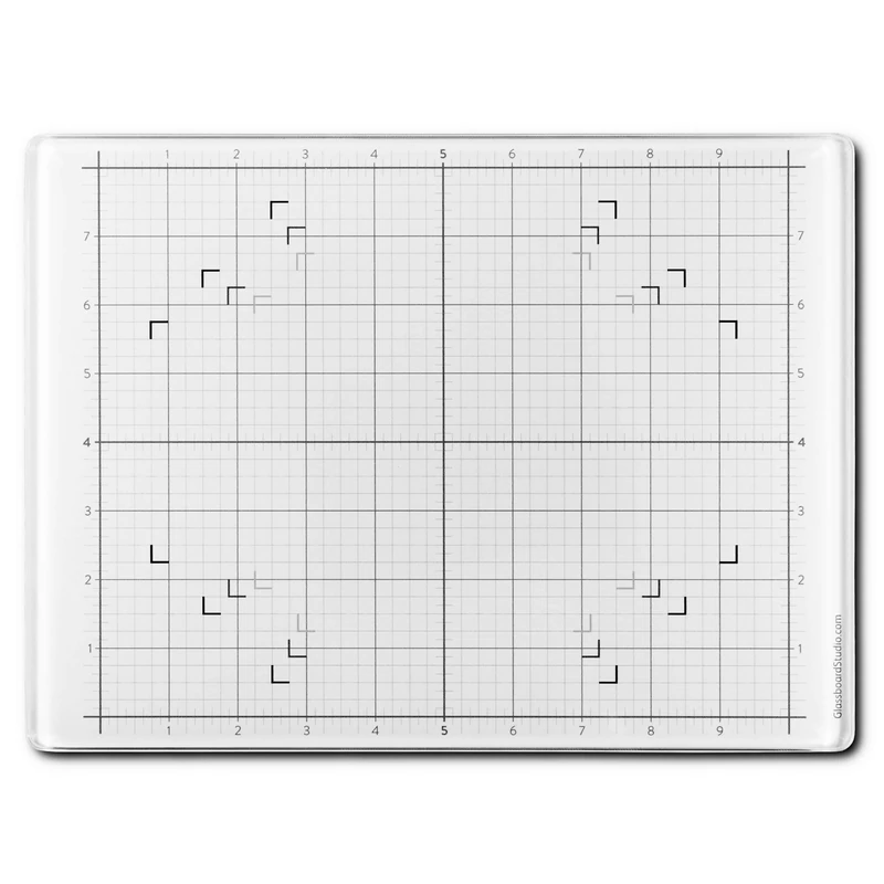 GLASSBOARD STUDIO True White Glass Craft Mat (9x12in) - Magnetic, Heat & Scratch Resistant, Stain-Proof for Crafting, Cutting, Painting, Mixed Media Artwork - Grid & Angle Lines, Non-Slip Feet