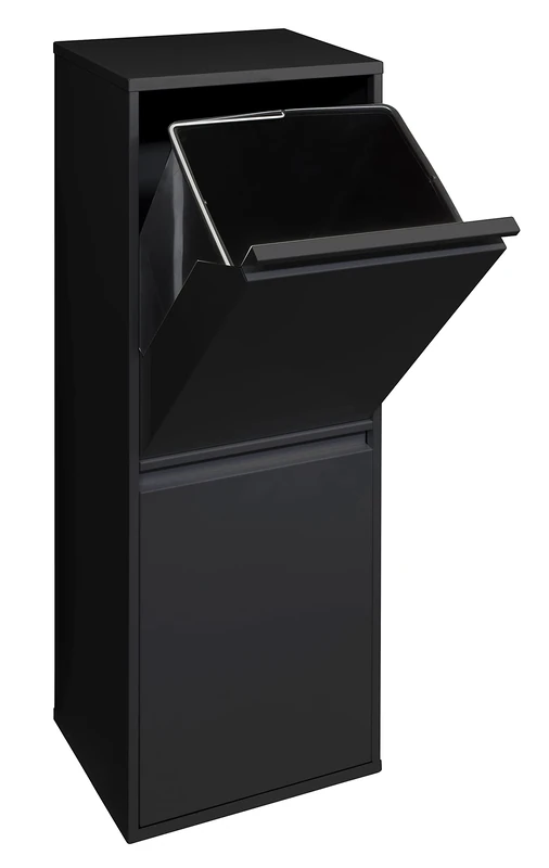 ARREGUI Basic CR206-B Waste Separation and Recycling Bin in steel with 2 buckets, 2 x 17 L (34 L), trash can, recycling cabinet, black