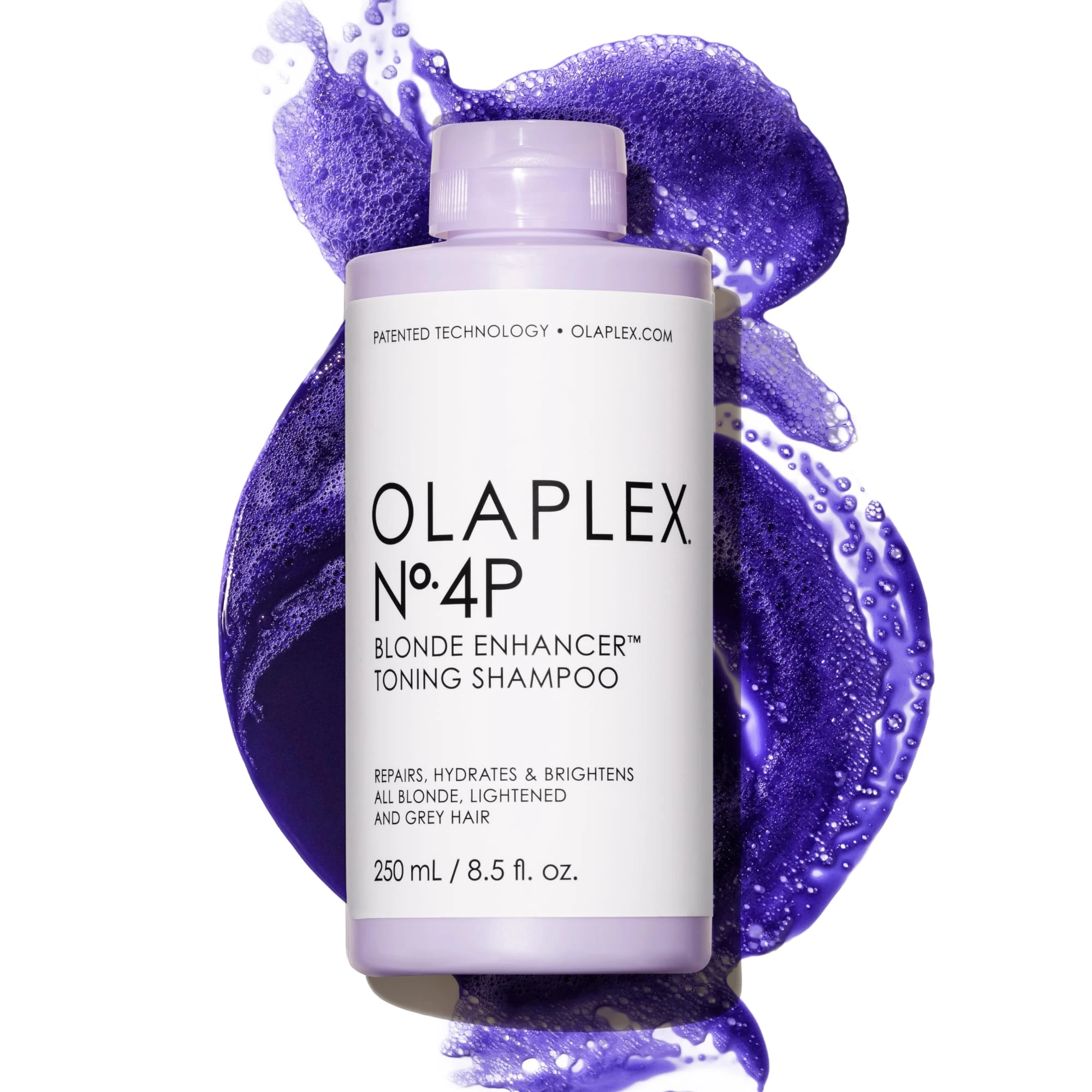 Olaplex Nº. 4P Blonde Enhancer Purple Toning Shampoo: Neutralizes Brassiness & Strengthen | Repairs Damages & Hydrates Hair| For Coily, Curly, Straight, and Wavy, 250 mL / 8.5 Fl. Oz.