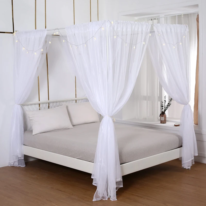 Akiky Sheer Curtains Full Size Queen Size 8 Panels Window Treatment Set for Bedroom Decor White