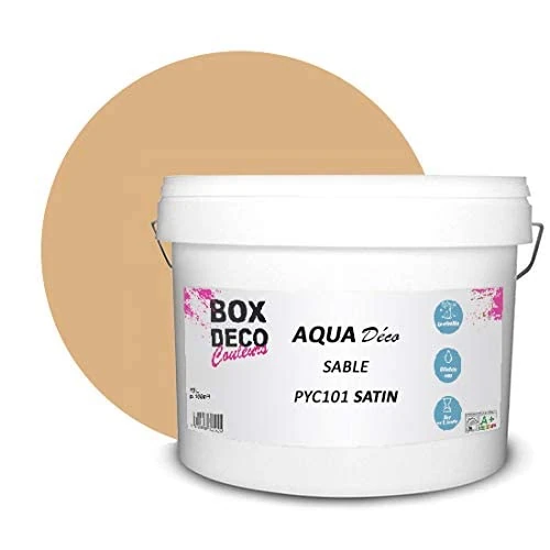 BOX DECO COULEURS Aqua Déco Acrylic Wall Paint Satin Look 10 L / 100 m², Sand Beige