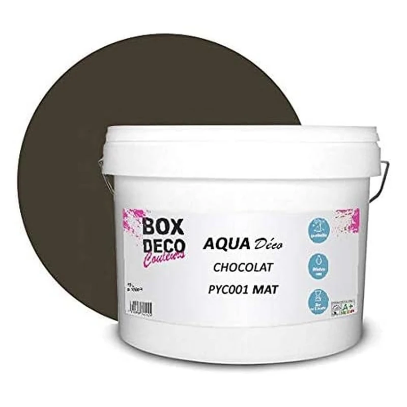 BOX DECO COULEURS Aqua Déco Acrylic Wall Paint Matt Look 10L Chocolate Brown