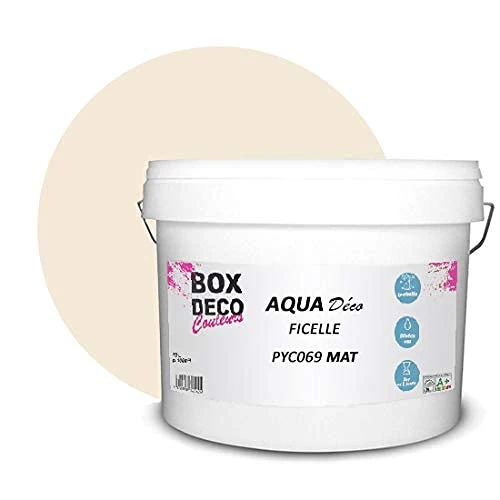 BOX DECO COULEURS Aqua Déco Acrylic Wall Paint Matt Look 10 L, Beige Twine