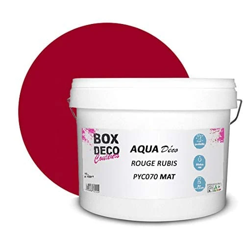 BOX DECO COULEURS Aqua Deco Acrylic Wall Paint, Matt Appearance, 10L, Ruby Red