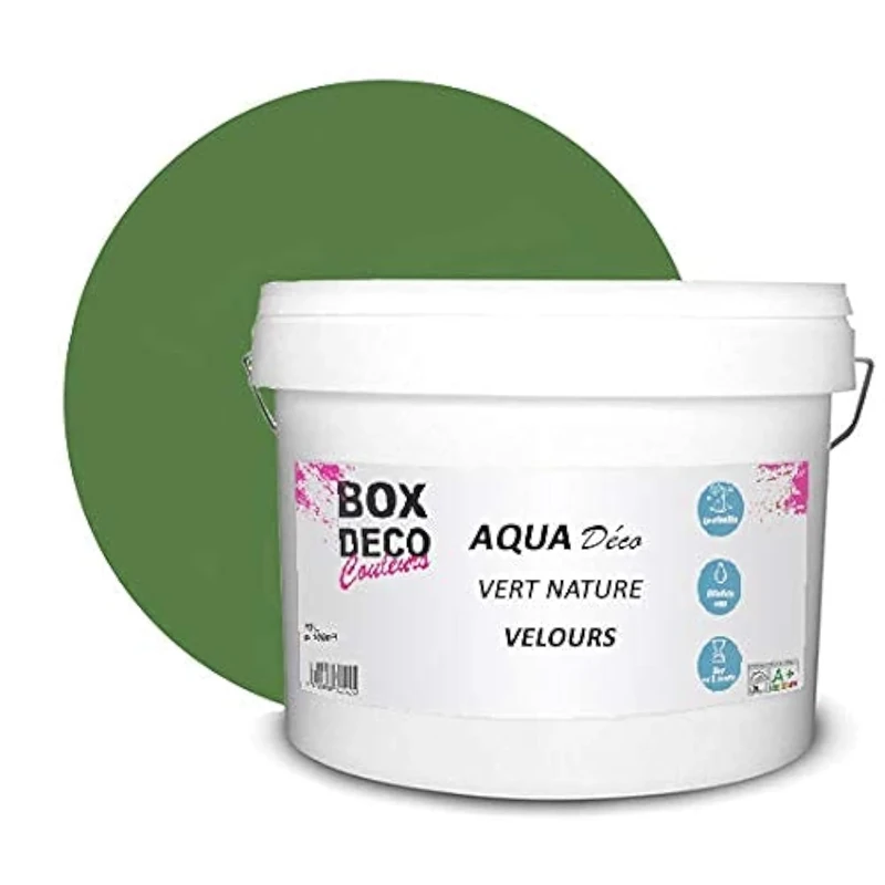 BOX DECO COULEURS Aqua Déco Acrylic Wall Paint Velour Look 10 L / 100 m² Natural Green