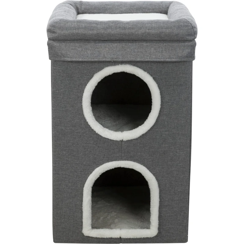 TRIXIE Saul Cat Condo | 2-Story Condo Tower | Scratching Surface | Foldable for Easy Storage | Gray