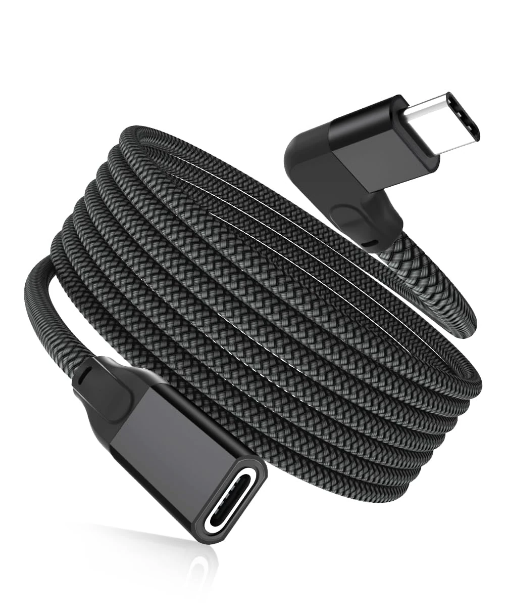 RUXELY Right Angle USB C Extension Cable 2M,90 Degree Type C 3.1 3.2 Gen2 10Gbps Female to Male Extender Cord,4K 60Hz L-Shaped USBC Thunderbolt 3 for MagSafe Charger,Mac,iPhone 17 16,iPad Mini 7 6,Tab