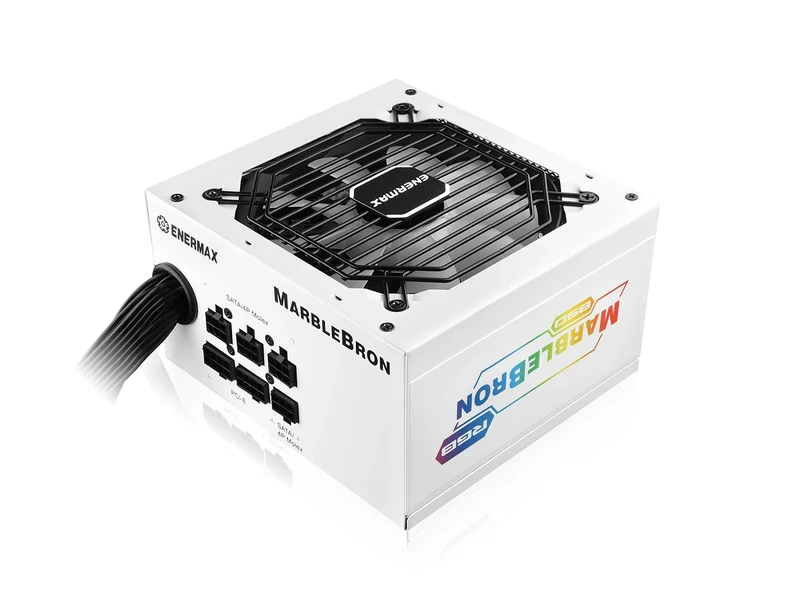 Enermax MARBLEBRON ATX ARGB Gaming PC Power Supply 850W 80Plus Bronze (Semi Moduular) Ribbon Cable, EMB850EWT-W-RGB, White