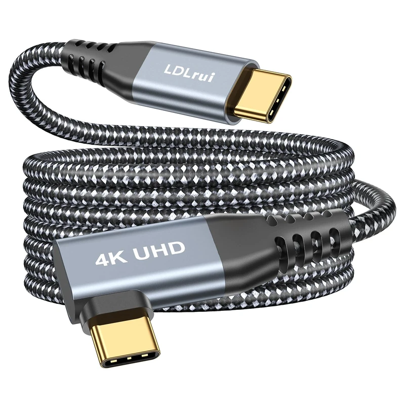 USB C Display Cable [1.8M, 2Pack], 4K@60HZ UHD Video Output. 20Gbps Data Transfer, 100W PD Fast Charging, Right Angle USB 3.2 Gen 2x2 Cord for Phones/Laptops/Tablets/Monitors/Portable Monitor and More
