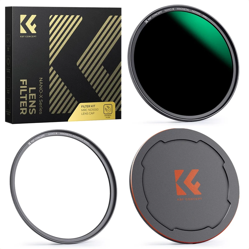 K&F CONCEPT 67mm Magnetic ND1000 Lens Filter Adapter Ring+ Alloy Lens Cap, 10 stops Optical Glass ND for DSLR Cameras (Nano-X Series)