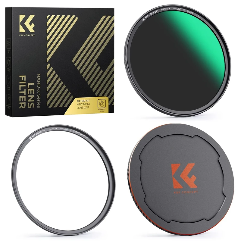 K&F CONCEPT 77mm Magnetic ND64 Filter with Filter Adapter Ring Lens Cap Optical Glass ND Case for DSLR Camera Lens (Nano-X Series)